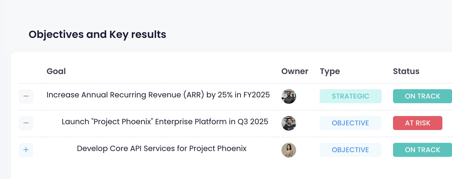 Strategic Objectives Interface